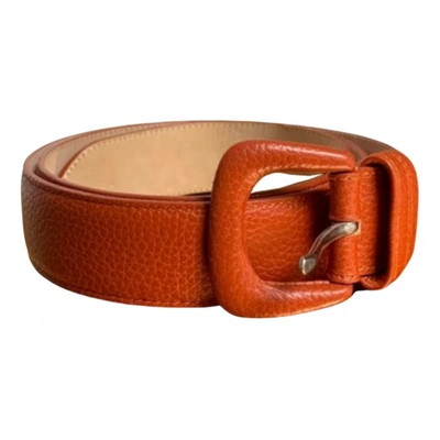 Pre-owned Longchamp Leather Belt In Orange
