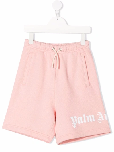 Palm Angels Kids' Brand-print Relaxed-fit Cotton Shorts 4-10 Years In Pink