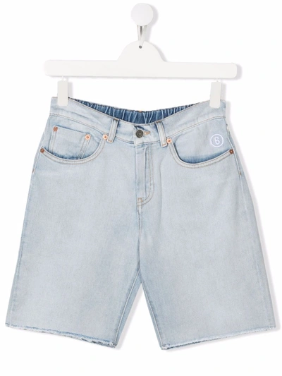 Mm6 Maison Margiela Kids' Elasticated-waist Denim Shorts In Blue