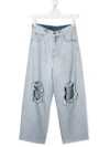 Mm6 Maison Margiela Ripped Straight-leg Jeans In Blue