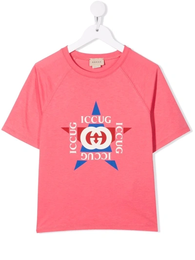 Gucci Kids' Logo-print T-shirt In Pink