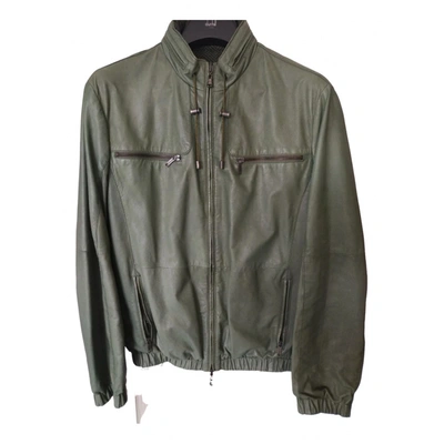 Pre-owned Etro Leather Jacket In Green