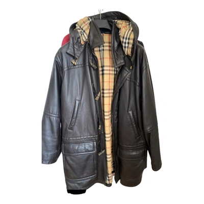 Pre-owned Burberry Leather Dufflecoat In Brown