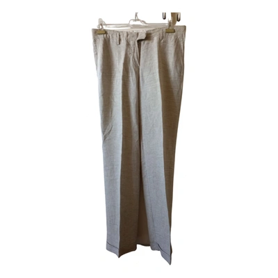 Pre-owned Agnona Linen Straight Pants In Beige