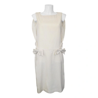 Pre-owned Valentino Wool Mid-length Dress In Ecru