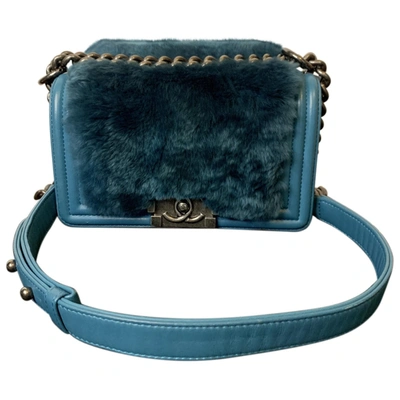 Pre-owned Chanel Boy Leather Handbag In Blue