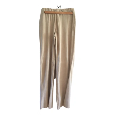 Pre-owned Celine Leather Trousers In Beige