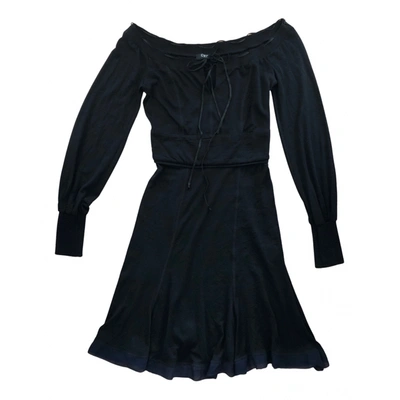 Pre-owned Costume National Wool Mid-length Dress In Black