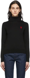 Ami Alexandre Mattiussi Ami Ami De Coeur High Neck Knitted Jumper In Black