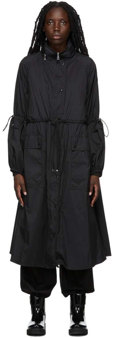 Moncler Lins Drawstring-detail Long Parka Jacket In Black
