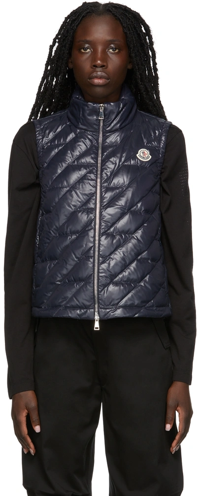 Moncler Lecroisic Quilted Down Vest In Blue
