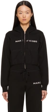 Marc Jacobs Intarsia Knit-logo Zipped Hoodie In Black