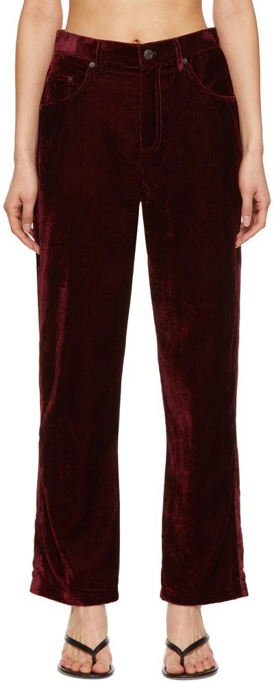 Marc Jacobs Logo High-waisted Straight Trousers In 606 Bordeau
