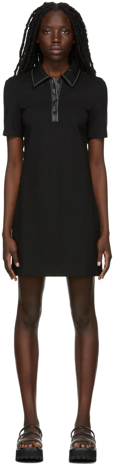 Staud Jacy Faux Leather Detail Minidress In Whiskey Black