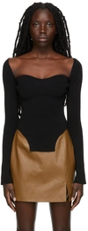 Khaite Maddy Ribbed Sweetheart Neckline Top In Black