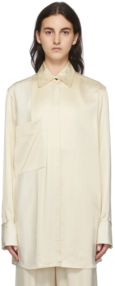 Esse Studios Off-white Supine Paneled Shirt In Gold