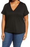 Vince Essential V-neck T-shirt In Black