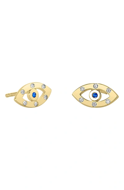 Liza Schwartz Cz Evil Eye Stud Earrings In Gold
