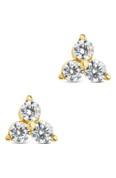 Sterling Forever Pyramid Cubic Zirconia Stud Earrings In Gold