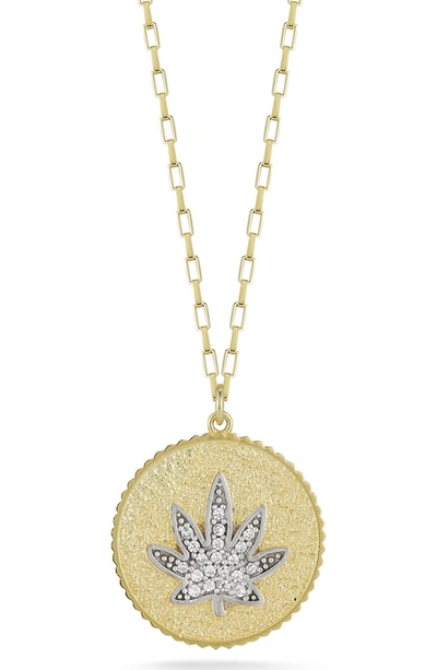 Sphera Milano Pave Cz Medallion Pendant Necklace In Yellow Gold