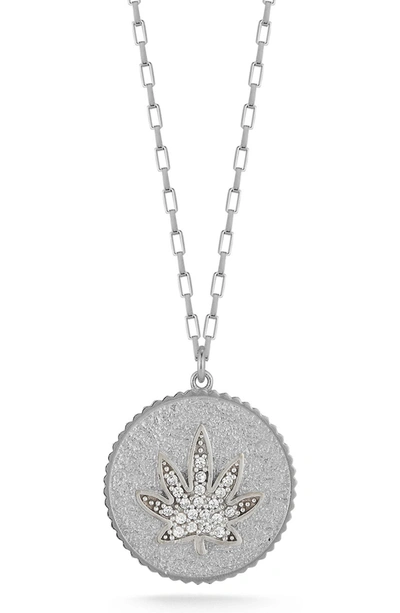 Sphera Milano Pave Cz Medallion Pendant Necklace In Silver