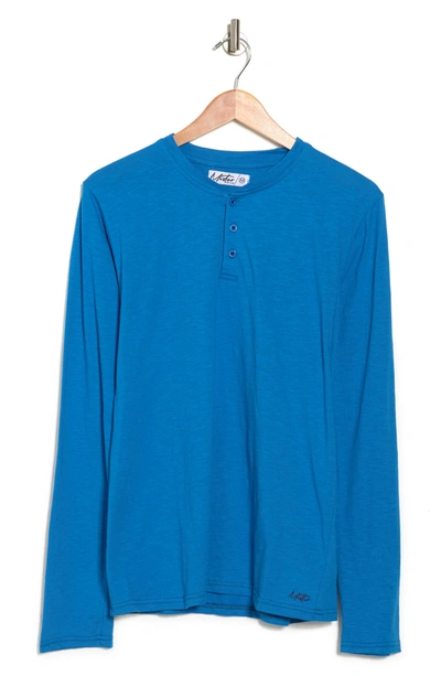 Mister Slubbed Knit Long Sleeve Henley T-shirt In Royal Blue