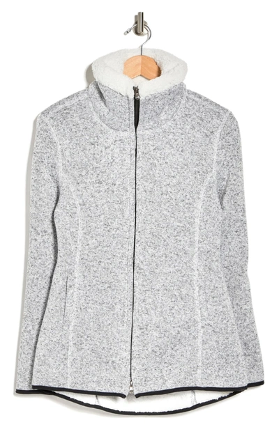 Ookie & Lala Faux Shearling Lined Sweater Jacket In Heather Grey