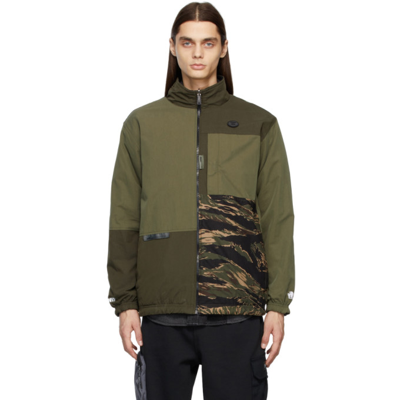 Aape By A Bathing Ape Logo-patch Panelled Bomber Jacket In Grün