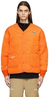 AAPE BY A BATHING APE ORANGE QUILTED LOGO JACKET
