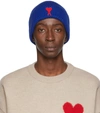 Ami Alexandre Mattiussi Ami Ami De Coeur Knitted Beanie In Royal Blue