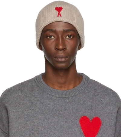 Ami Alexandre Mattiussi Ami De Coeur Patch Beanie In 265 Camel