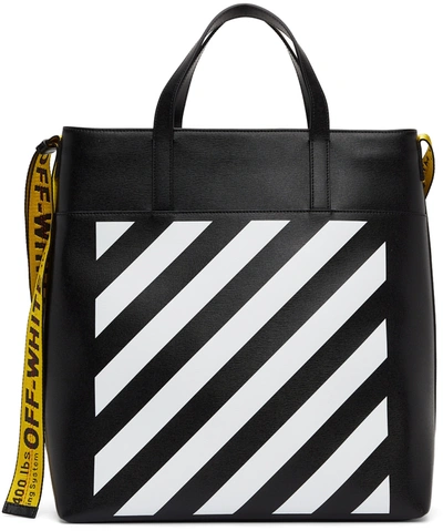 Off-white Black Binder Diagonal Tote In Black/white