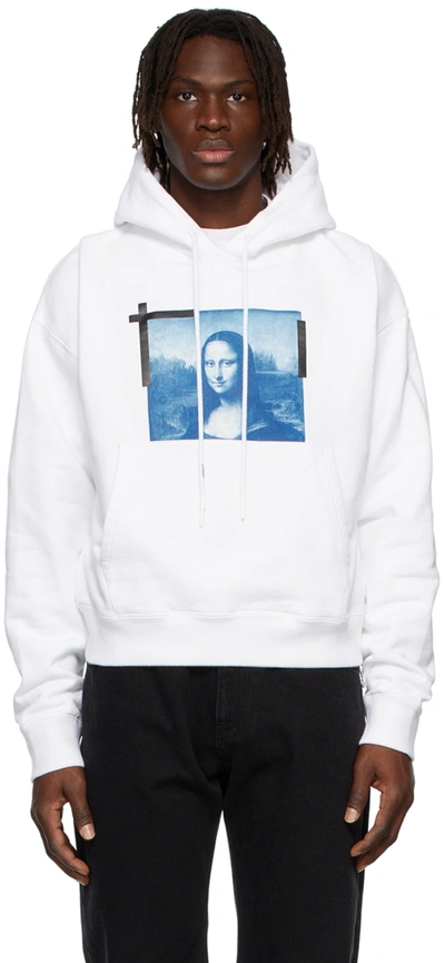 Off-white Monalisa Over Hooded Sweatshirt In White,blue