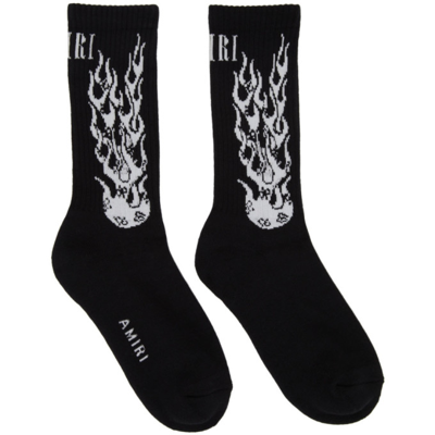 Amiri Flames Cotton Blend Socks In Black