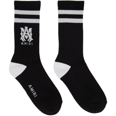 Amiri M.a. Logo Rib Athletic Crew Socks In Black