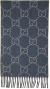 GUCCI NAVY & BROWN DOUBLE G SCARF