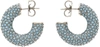 Amina Muaddi Silver Tone Cameron Mini Crystal Hoop Earrings In Light Blue
