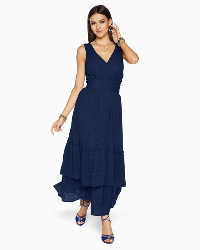 Ramy Brook Tate Texture Stripe Maxi Dress In Navy