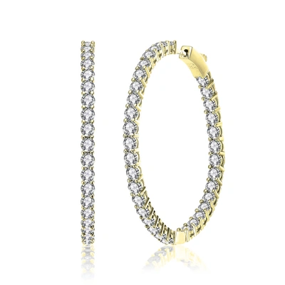 Rachel Glauber 14k Gold Plated Cubic Zirconia Hoop Earrings In Gold-tone