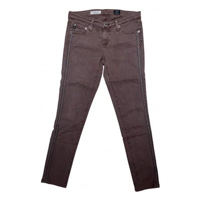 Pre-owned Ag Slim Jeans In Brown