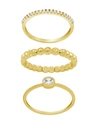 ESSENTIALS GOLD PLATED 3-PIECE CLEAR CUBIC ZIRCONIA AND BAND RING SET