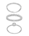 Essentials Gold Plated 3-piece Clear Cubic Zirconia And Band Ring Set In Silver-plated