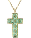 Macy's Enamel Cross Overlay 18" Pendant Necklace In 14k Gold In Gold