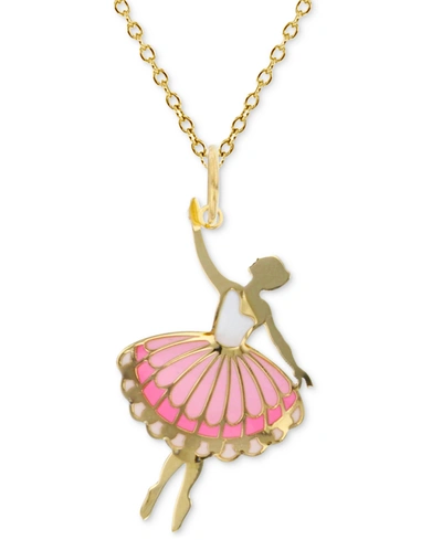 Macy's Enamel Ballerina 18" Pendant Necklace In 14k Gold
