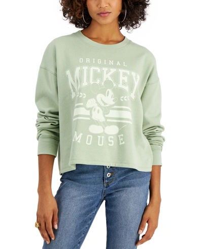 Disney Trendy Plus Size Varsity Mickey Mouse-graphic Sweatshirt In Desert Sage
