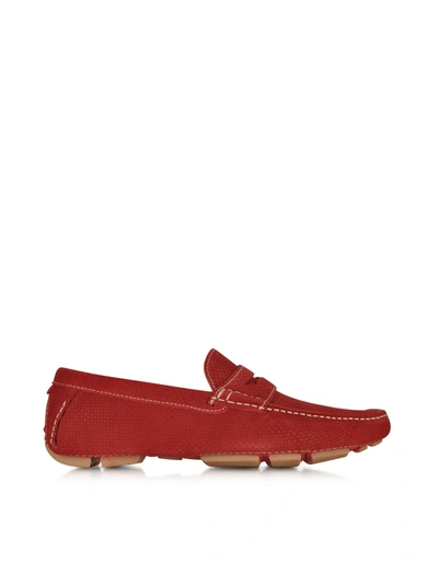 A.testoni Men's Red Suede Loafers