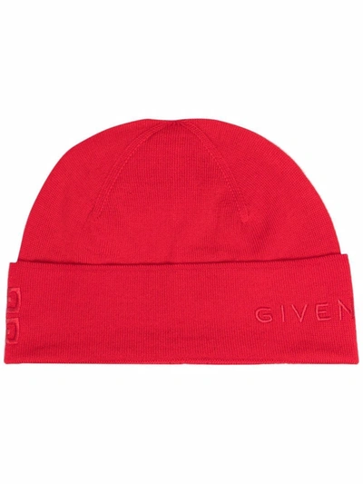 Givenchy 4g Wool Beanie Hat In Red