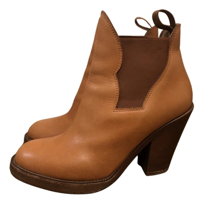 Pre-owned Acne Studios Star Leather Ankle Boots In Camel