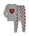 OUTERSTUFF UNISEX PRESCHOOL HEATHERED GRAY CHICAGO BEARS LONG SLEEVE T-SHIRT AND PANTS SLEEP SET