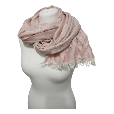 Pre-owned Coach Silk Scarf In Pink